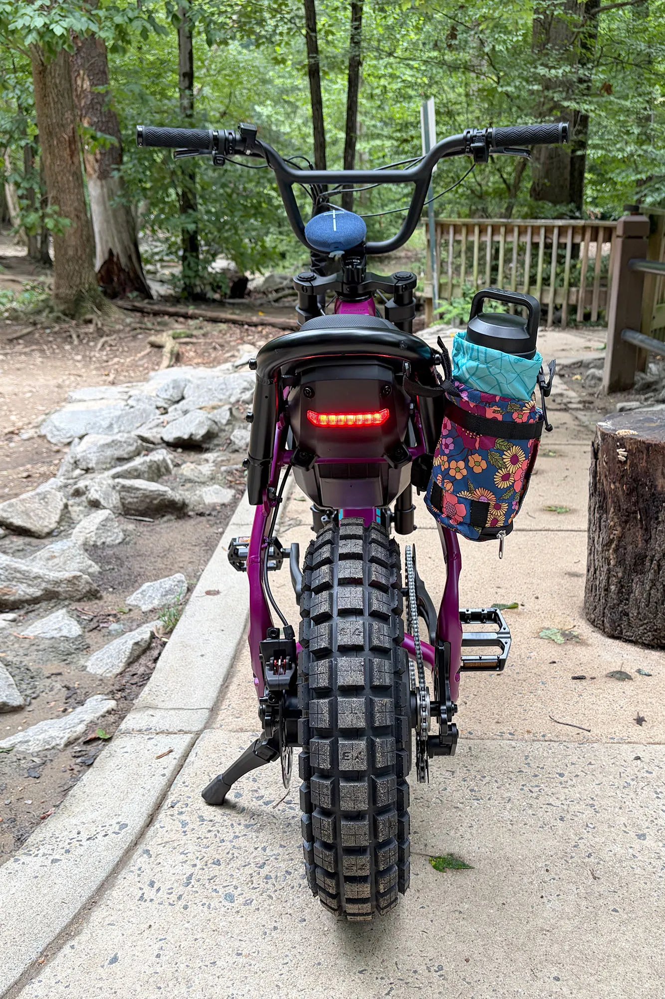 Rear shot of the Super73-MZFT moto-style e-bike