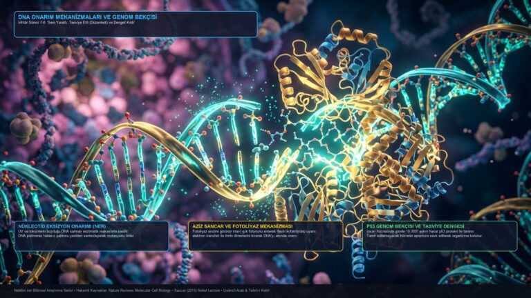 DNA Onarım Mekanizmaları ve Genom Bekçisi 4K İnfografik