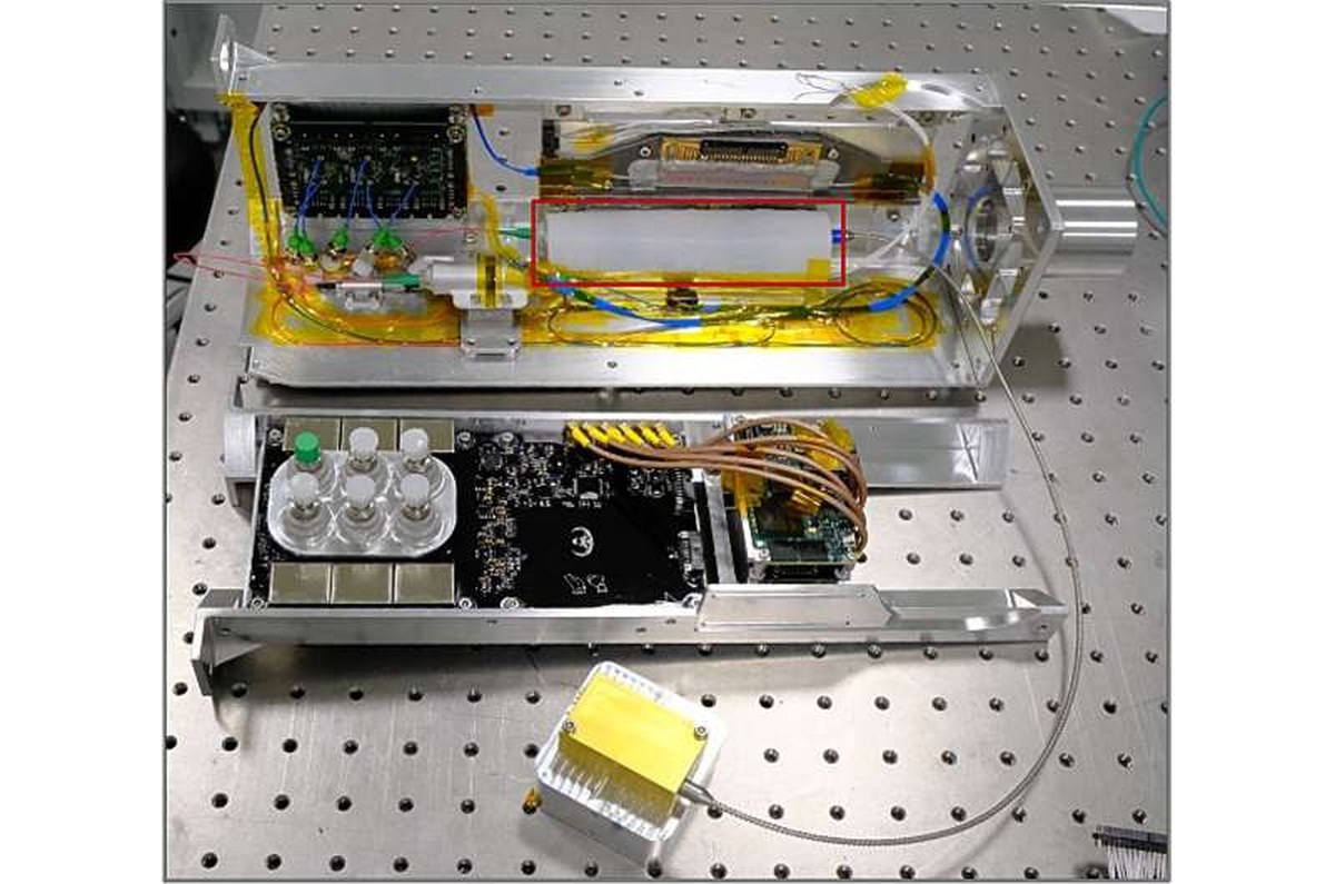 Interior view of the quantum computer, showing all components, including the integrated photonic circuit and the detection board hosting six SPADs. In this picture, the source is covered by polytetrafluoroethylene (red box). Credit: arXiv (2026). DOI: 10.48550/arxiv.2609.25248 Quantum computer boldly goes where no quantum computer has gone before: Space