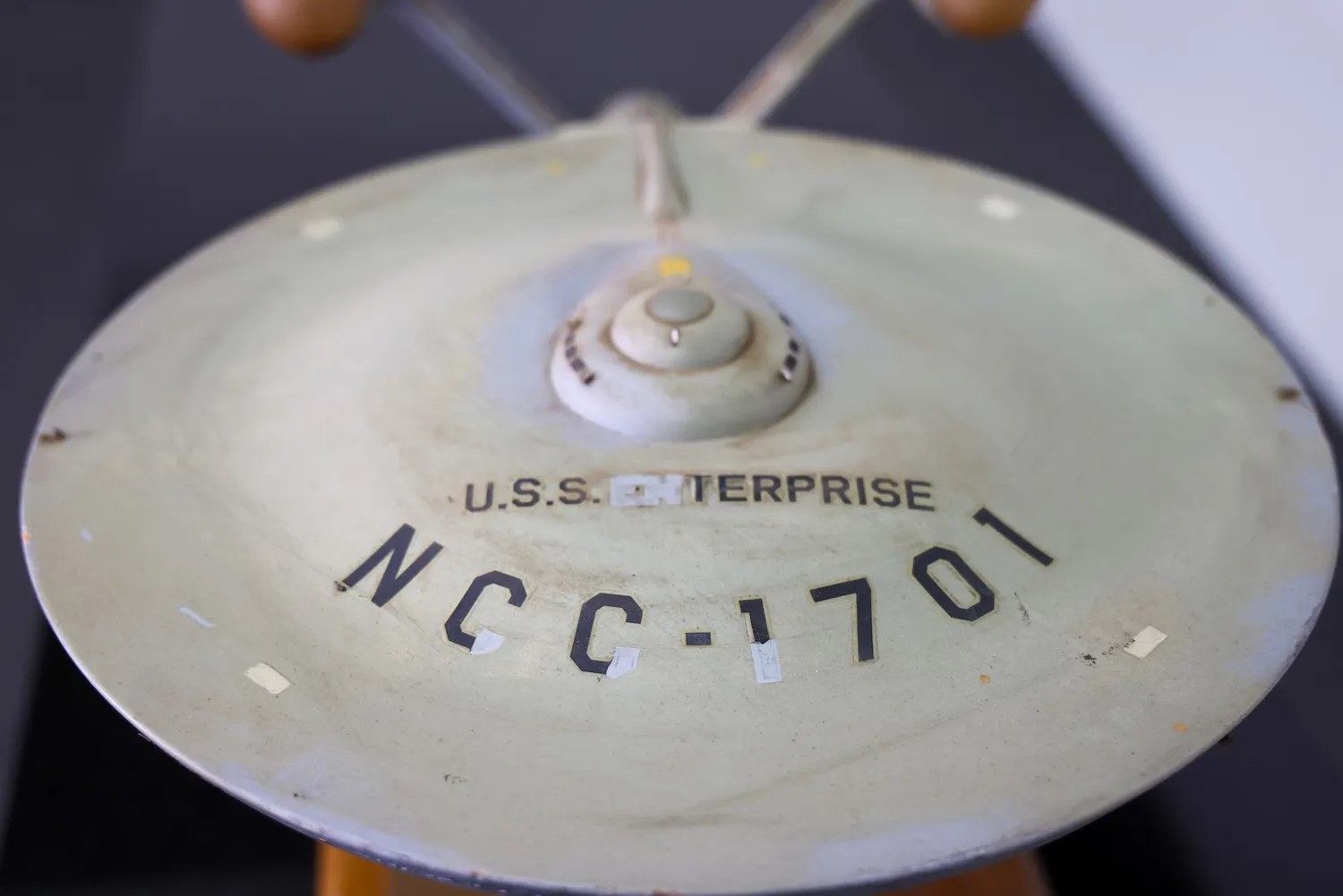 Close up of top section of USS Enterprise model
