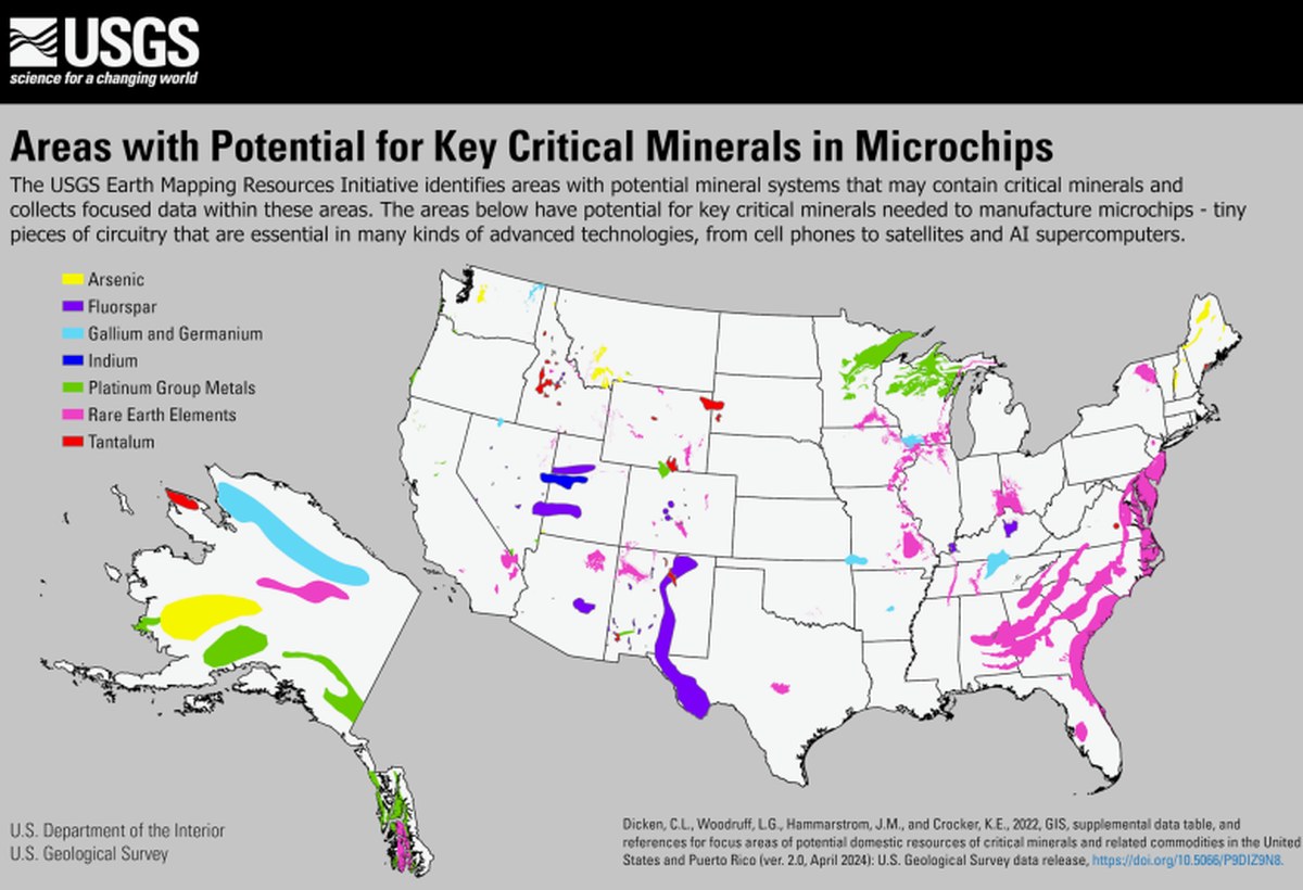 The U.S. has regions likely to have rare earth deposits, particularly along the East Coast and the Appalachian Mountains