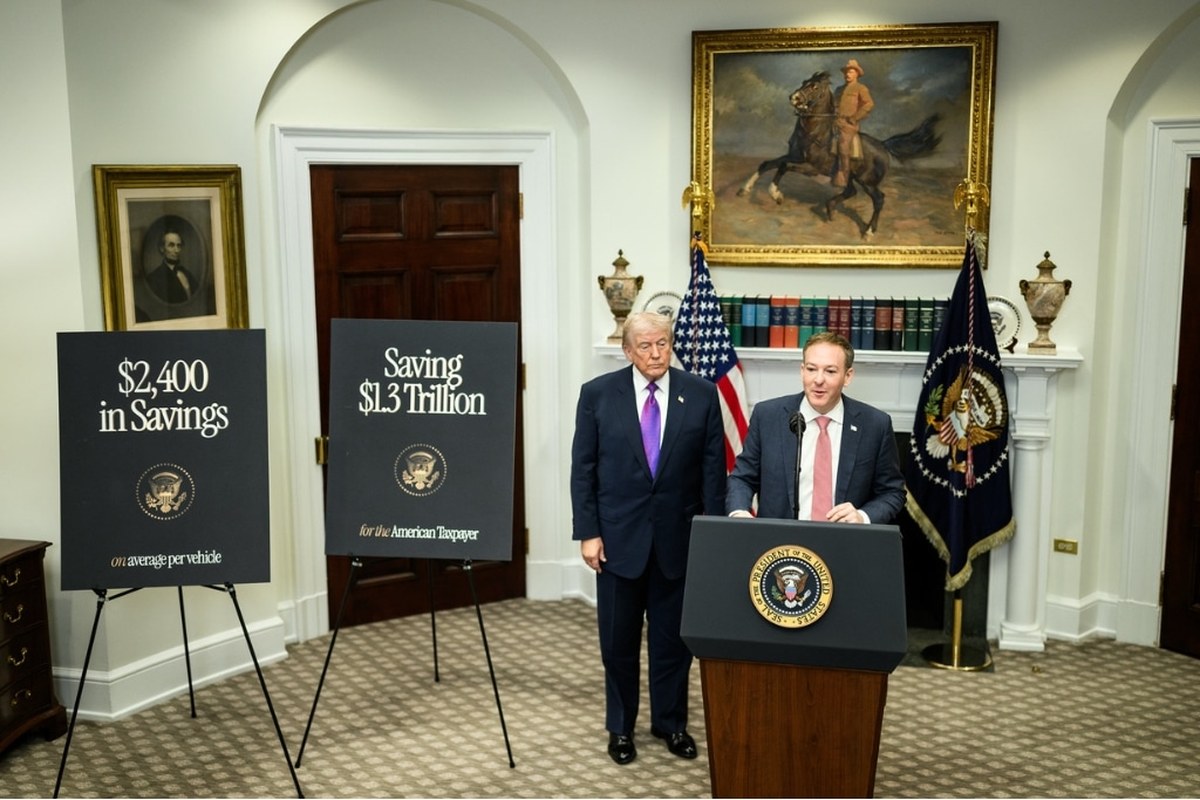 President Donald Trump and EPA Administrator Lee Zeldin announce the repeal of the 2009 Environmental Protection Agency endangerment finding, Thursday, February 12, 2026.