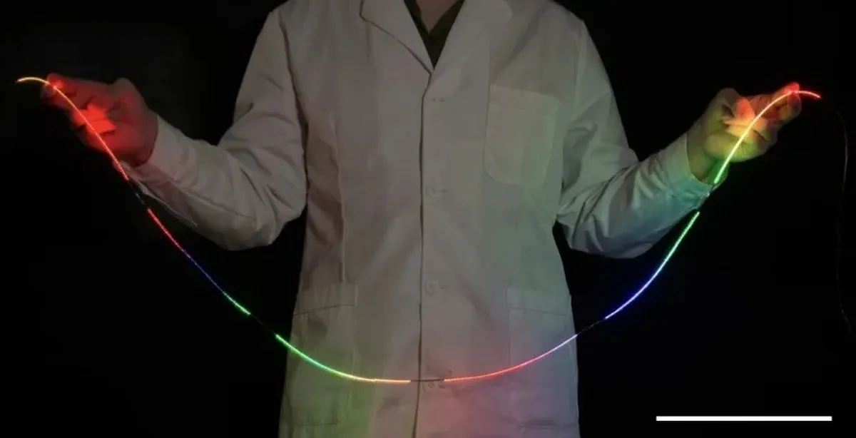 a long thread made of colorful LED lights